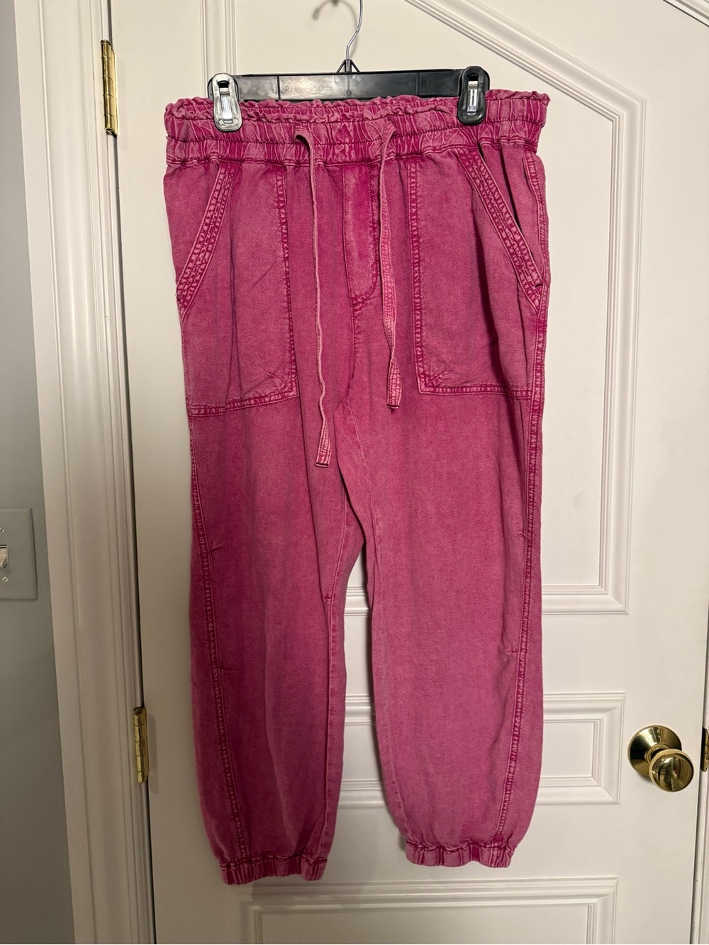 Anthropologie Pink Mineral Wash Jogger Pants Large Petite
